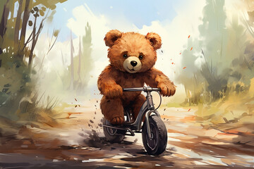 cute bear Cycling