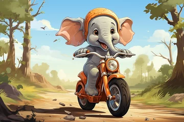 Papier Peint photo Éléphant Cute elephant cycling