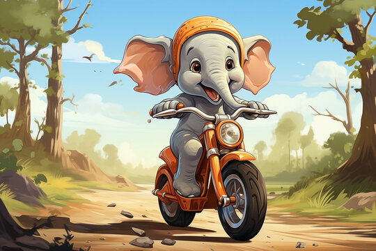 Cute elephant cycling