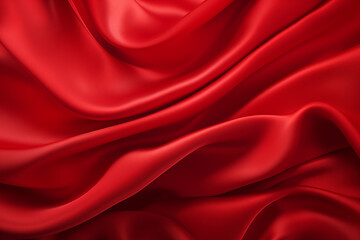 Obraz premium Red wavy silk background. Generative AI