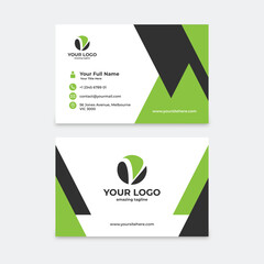 Two Color Green Black Triangle Modern Company Business Card Template