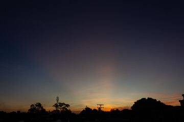 Beautiful sunset or sunrise sky with cloud and sunbeam background.
