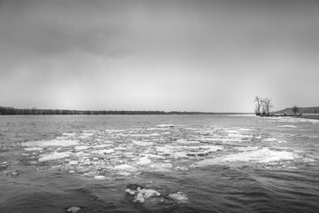 Iceberg floating on at Petrie Island Ottawa river