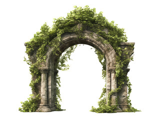 european arch grown with plants isolated on transparent background