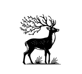 Deer hand drawn illustration graphic asset