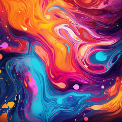 An Abstract Backdrop of Swirling Colorful Paint
