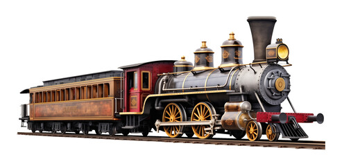 Obraz premium Vintage Train Isolated on Transparent Background 