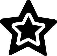 Black Fill Star Icon. Minimalist silhouette star icon, star shape symbol. Modern geometric element, shining star icon, abstract sparkle silhouettes symbol vector on transparent background.