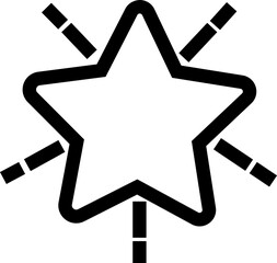 Black Line Star Icon. Minimalist silhouette star icon with editable stock. Modern geometric element, shining star icon, abstract sparkle silhouettes symbol vector on transparent background.
