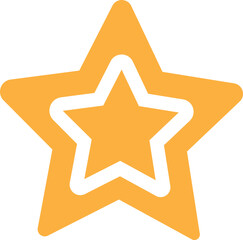 Yellow Fill Star Icon. Minimalist silhouette star icon, star shape symbol. Modern geometric element, shining star icon, abstract sparkle silhouettes symbol vector on transparent background.