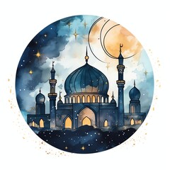 Ramadan watercolor simple icon vector illustration