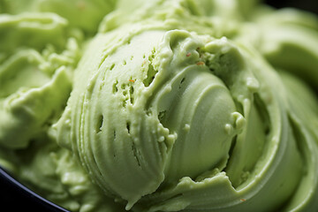 Fototapeta premium A close-up view of a scoop of matcha green tea swirl ice cream. (Generative AI)&nbsp;