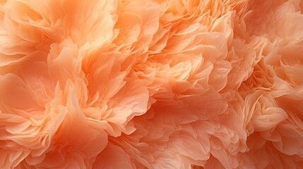 Flowing feathers in lush Peach Fuzz 2024 tones evoke a sense of tenderness and serenity in this abstract composition.