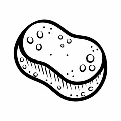 Foam sponge for washing dishes and cleaning the house. Vector doodle illustration. Hand drawn Icon.