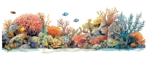Obraz na płótnie Canvas watercolor coral reef