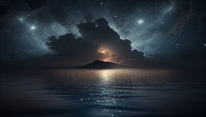Fototapeta na wymiar 夜の海と星空の風景