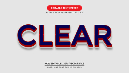  editable 3d text effect style. clear text effect, vector illustration