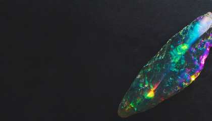 Iridescent gemstone, gemstone, opal, close-up, top view
