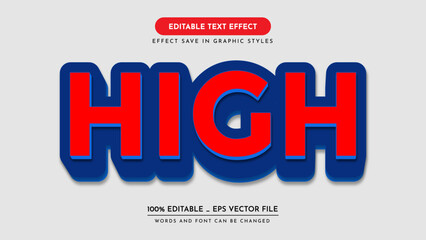  editable 3d text effect style. high text effect, vector illustration