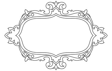 Vintage frame, abstract scrolling flowers for mirrors and carpet pattern elements.