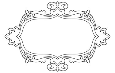 Vintage frame, abstract scrolling flowers for mirrors and carpet pattern elements.