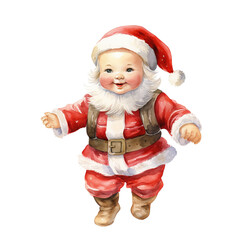 Baby Santa For Christmas Event. Watercolor Style. AI Generated