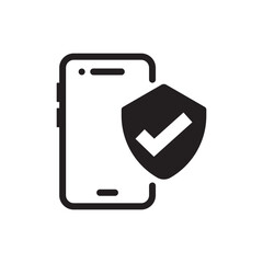 Mobile phone shield icon. Smartphone safety protection symbol. Vector illustration