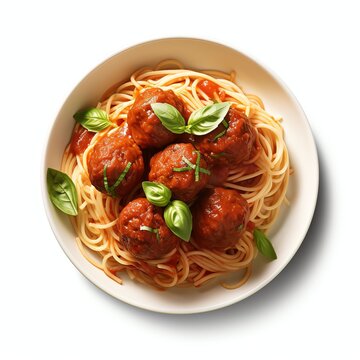 spaghetti meatballs real photo photorealistic stock