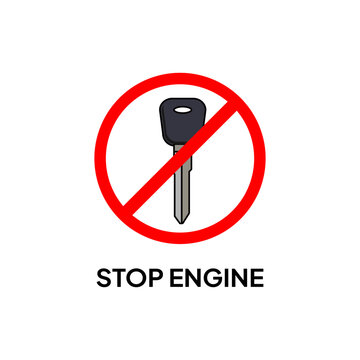 Warning sign for industry. Warning to stop engine, ready to use at the gas station.