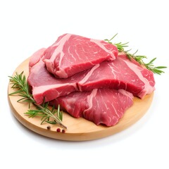 pieces of raw sirloin meat real photo photorealistic