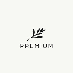 Floral branch and minimalist leaves logo design