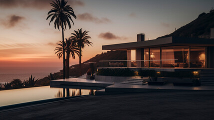 Fototapeta premium Modern Majesty: Coastal Living Perfection, generative ai