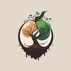 illustrations vector  logo tree environmental design 