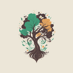 illustrations vector  logo tree environmental design 