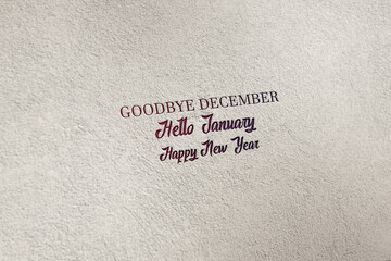 Goodbye December Hello January Happy New Year Text Design illustration