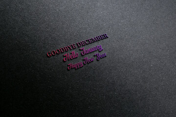 Fototapeta na wymiar Goodbye December Hello January Happy New Year Text Design illustration