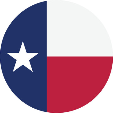 Round Texas Flag Isolated On White Background . Vector Illustration