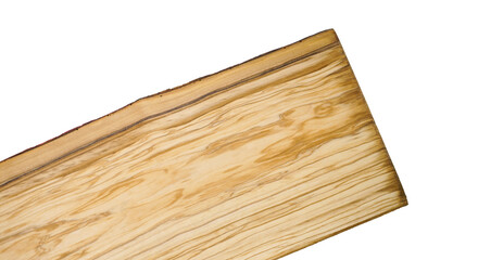 Wood slab with natural edge and white empty background for charcuterie or modern furniture - 690846950