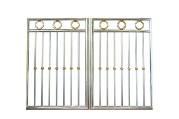 Stainless steel fence on white background
