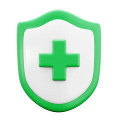 protection shield with medical plus symbol for healthy lifestyle medical hospital 3d icon illustration render design