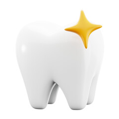 clean white tooth with star blink for healthy dental treatment medical hospital 3d icon illustration render design