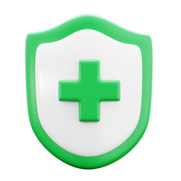protection shield with medical plus symbol for healthy lifestyle medical hospital 3d icon illustration render design