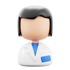female doctor woman with clean white suit medical hospital 3d icon illustration render design