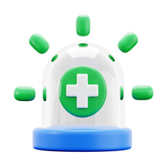 emergency alarm with medical hospital symbol inside for danger attention signal 3d icon illustration render design