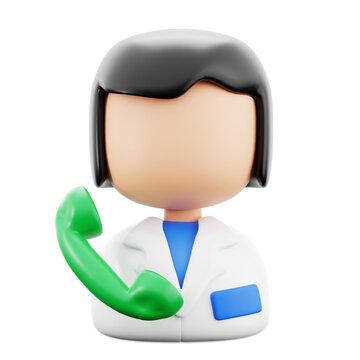 female doctor call by telephone consultation treatment medical hospital 3d icon illustration render design