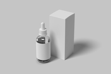 Dropper Bottle and Box Blank Mockup