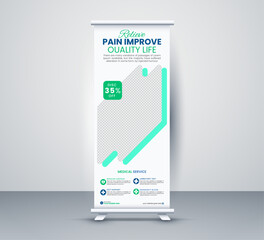 medical Business Marketing Rollup banners Design Template, editable pop up display design layout , promotional, creative retractable banner advertising display template in illustrator