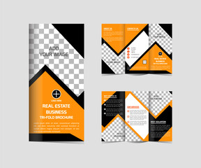 Geometric Real estate Tri fold brochure template design - obrazy, fototapety, plakaty