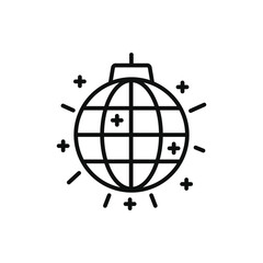 Disco ball line icon isolated on white background