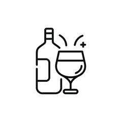 Wine line icon isolated on white background. Drink icon